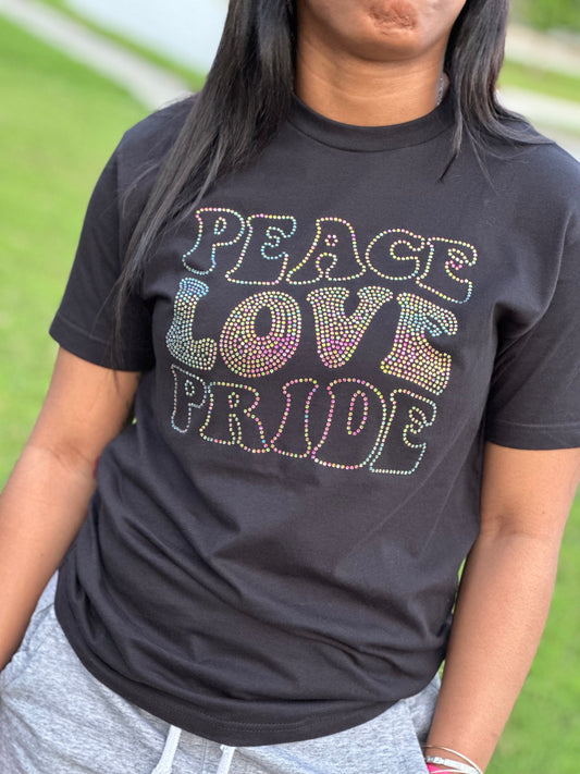 Peace Love Pride Rhinestone Tee