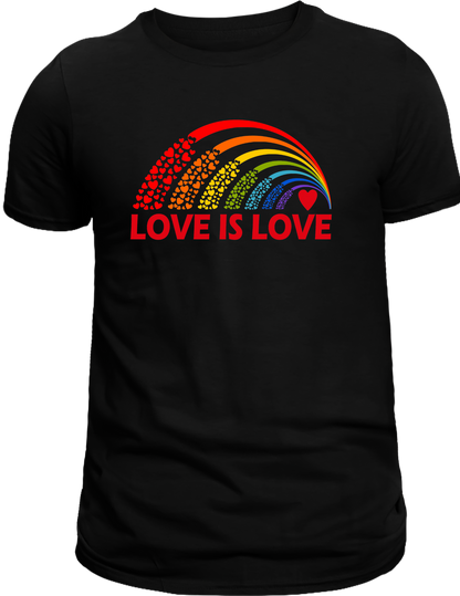 LOVE IS LOVE - HEART RAINBOW ARCH TEE