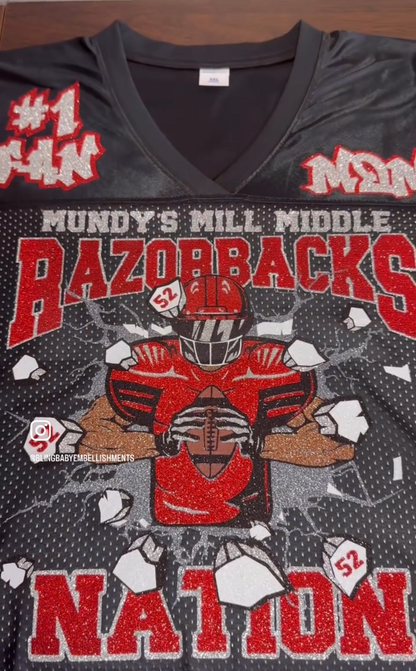 Custom Razorbacks Spirit Football Jersey